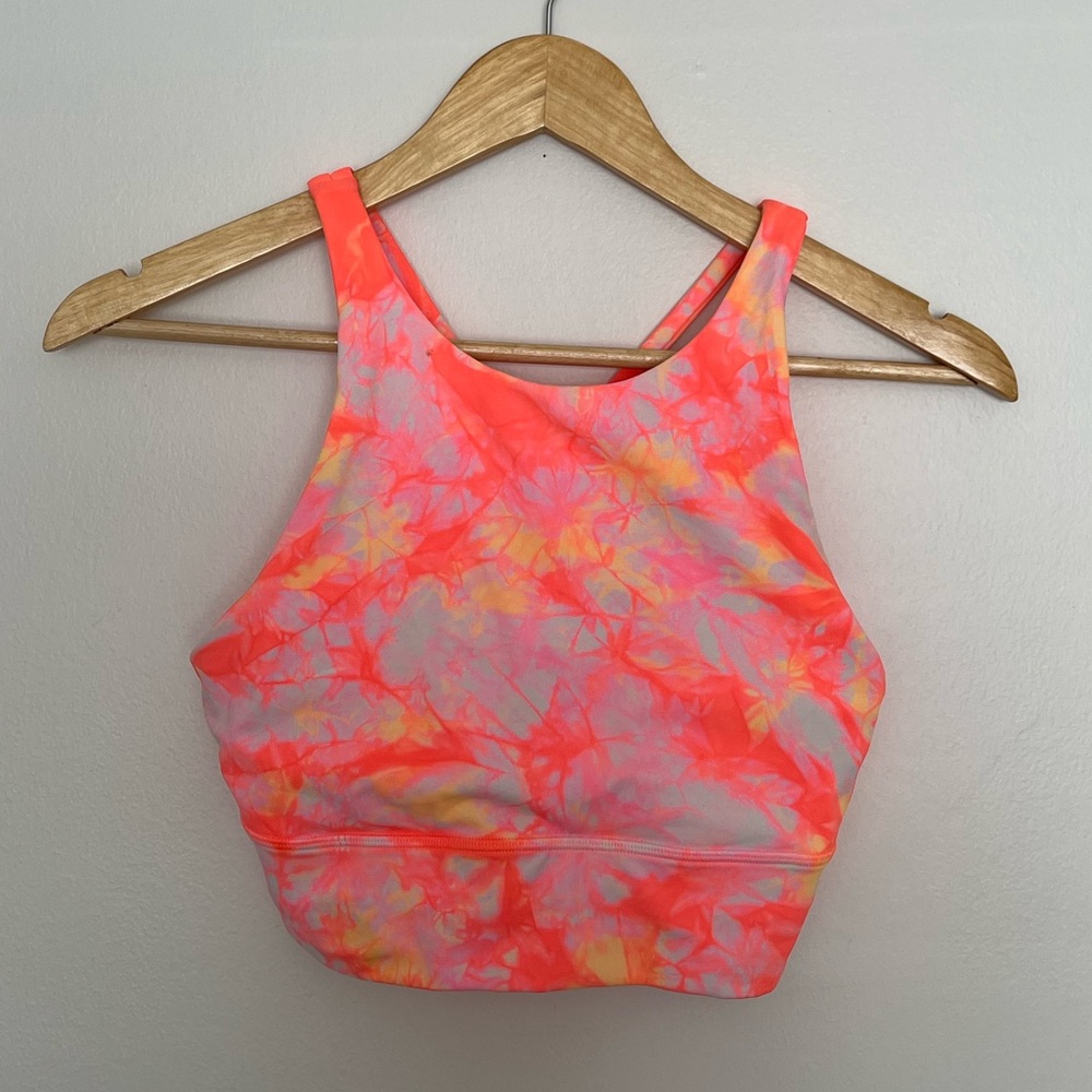 ❤️ Lululemon Sports Bra High Neck Strap Back Energy Tie Dye women’s size small